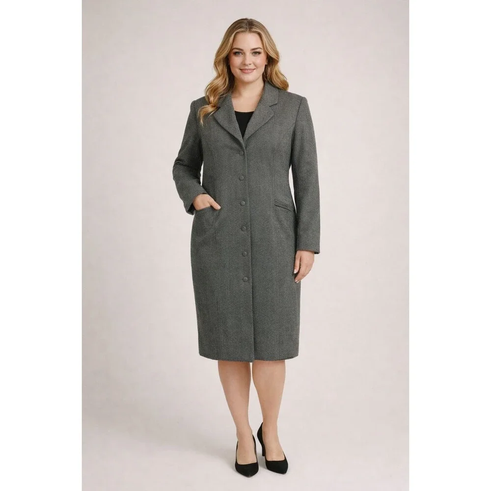 Vtg Brooks Brothers Gray 100% Wool Overcoat Trench Chesterfield Women's Size 12